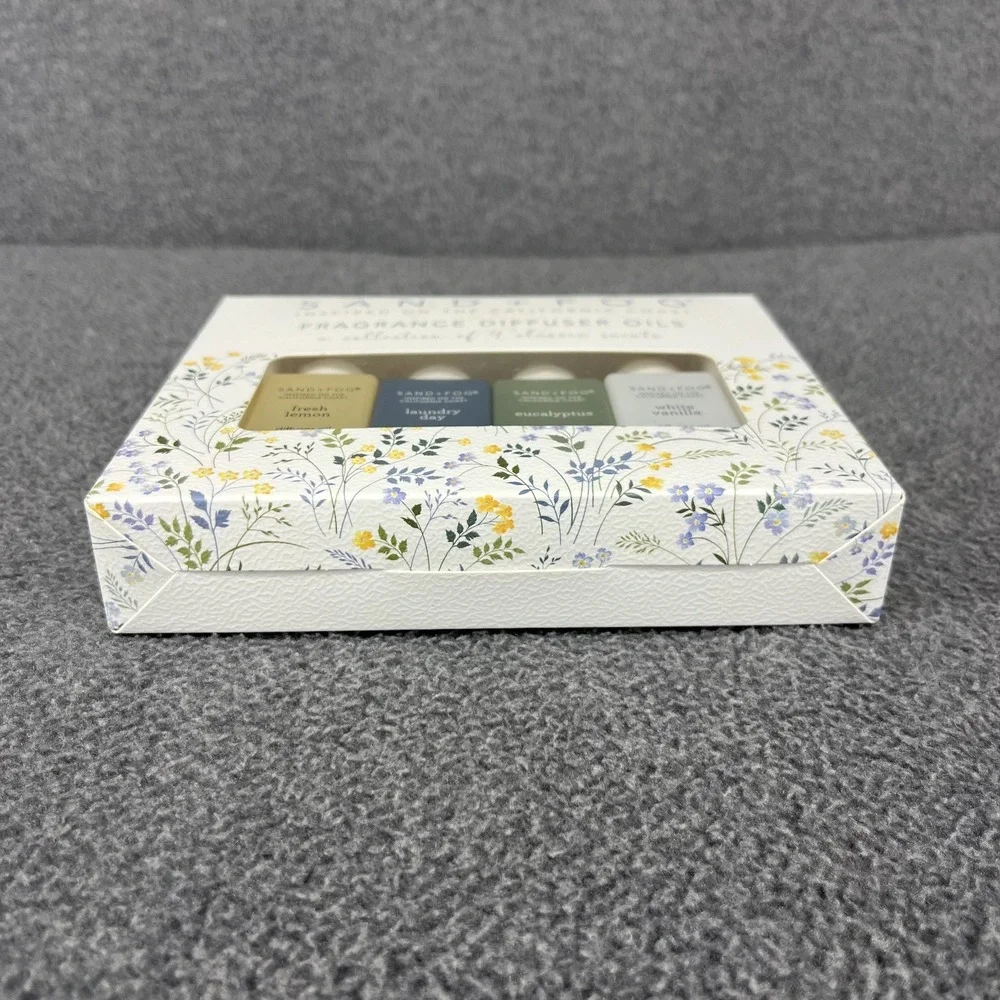SAND + FOG Fragrance Diffuser Oil 4pk Lemon vanilla eucalyptus laundry day